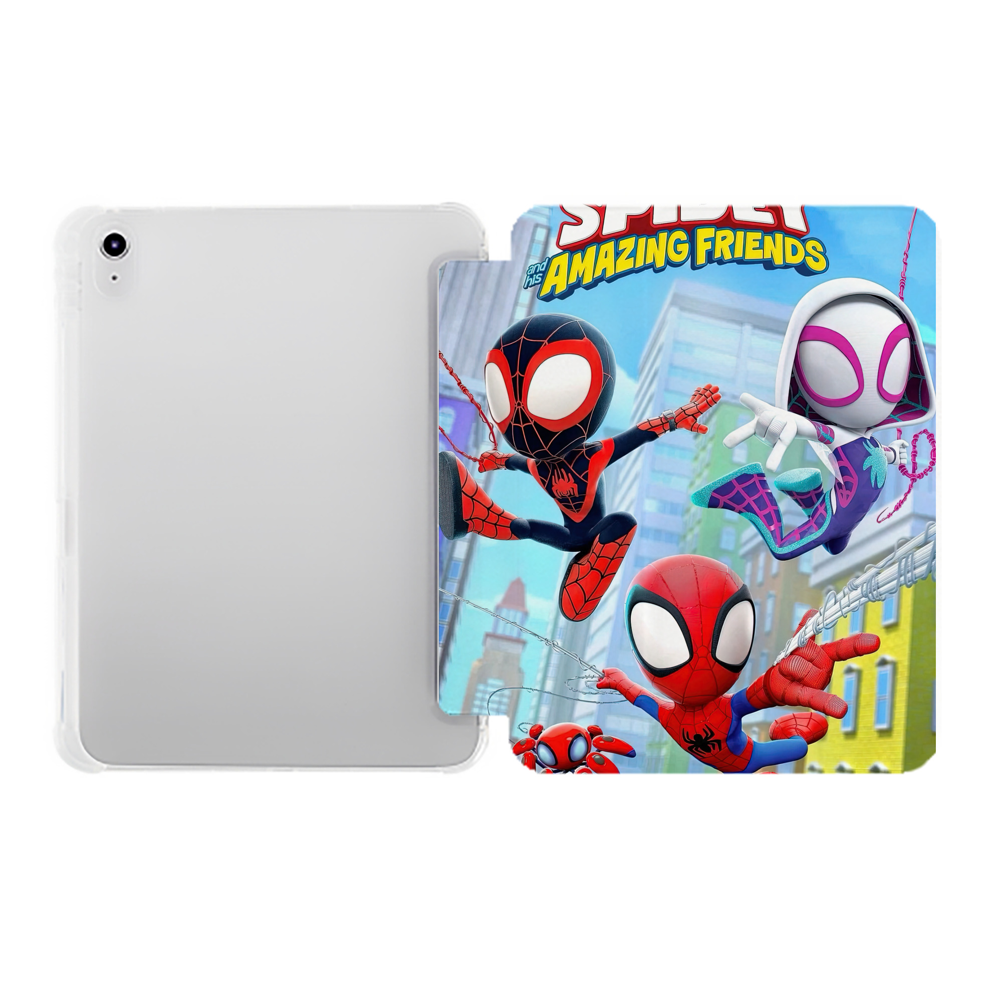 （画像用） Spider Man スパイダーマン IPad ケース ペン収納付き 三つ折りスタンド PUレザー×シリコン 対応機種9.5/10.5/10.9インチ